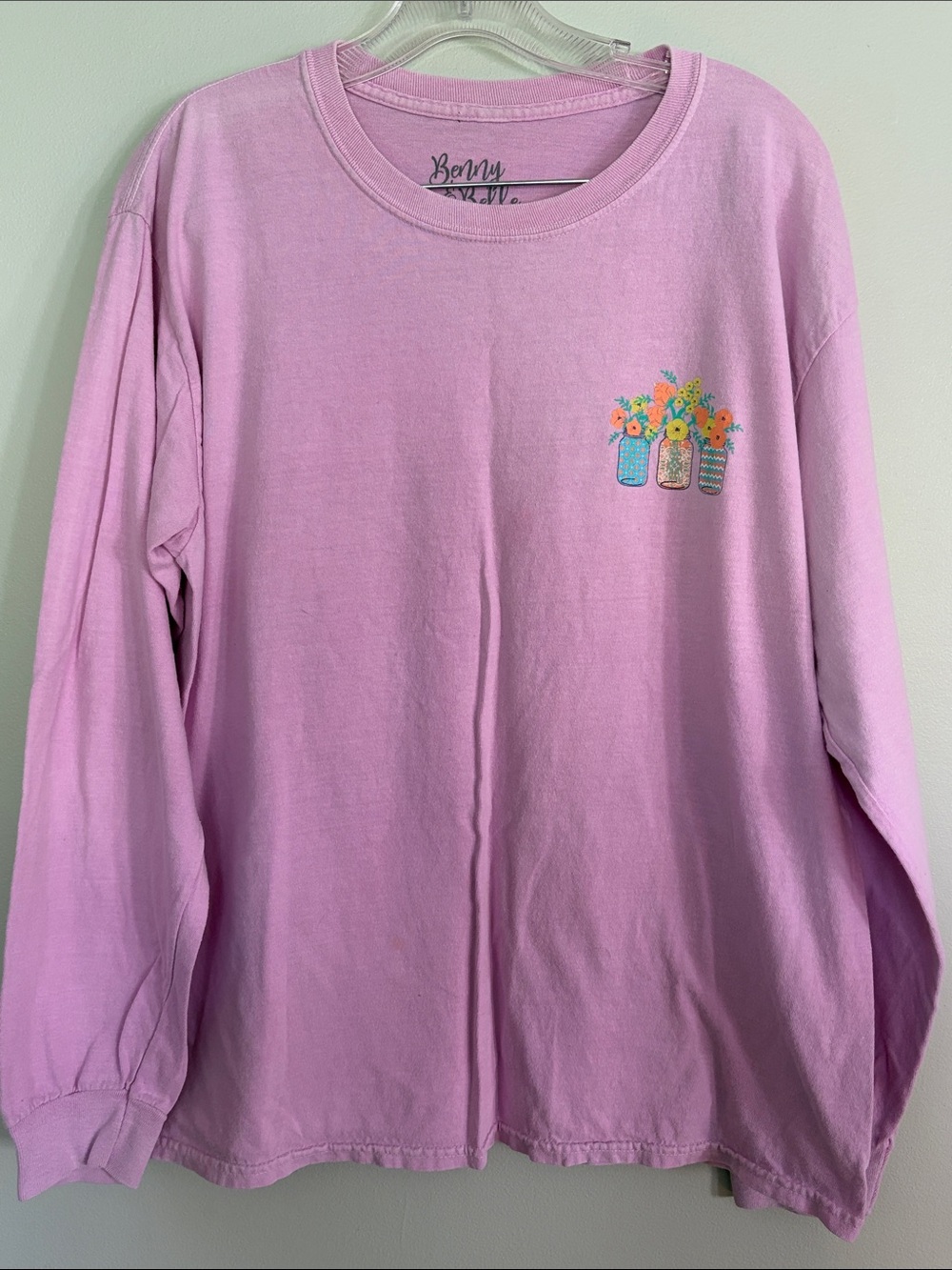 Benny & Belle Long Sleeve Floral on Front and Back Long Sleeve Tee - Large